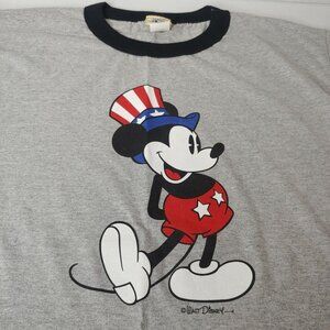 Vintage Mickey And Co Shirt Men M Ringer Uncle Sam Mickey Mouse Gray USA